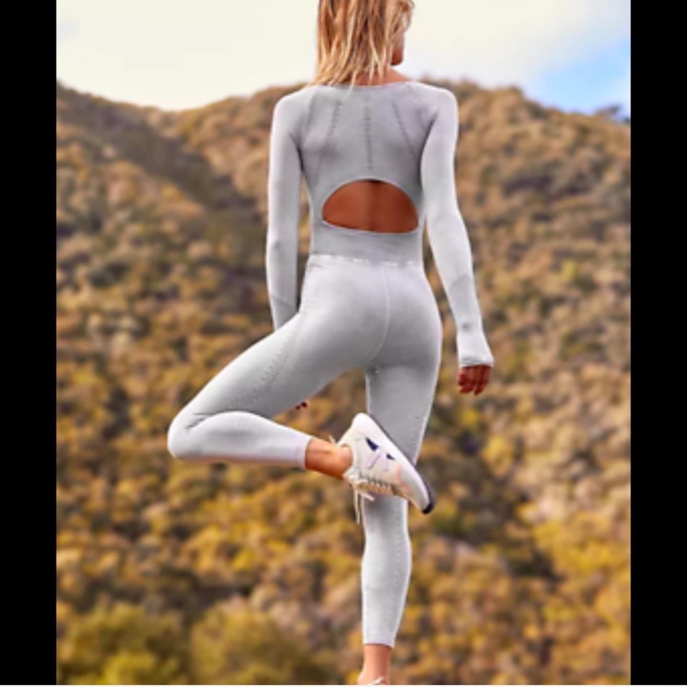 Free People Movement Good Karma Long Sleeve Onesie in Ice Grey
